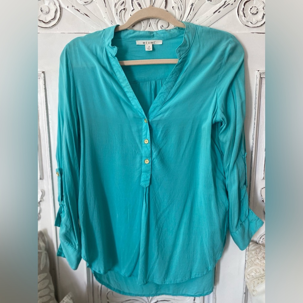 MIAMI Lightweight Teal button up